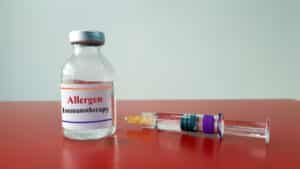 Allergen immunotherapy in bottle and syringe for injection.