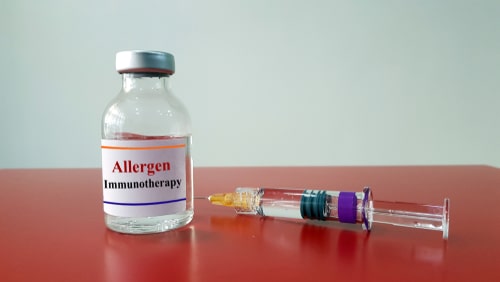 Allergen immunotherapy in bottle and syringe for injection.