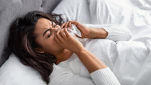 Woman with persistent sinusitis symptoms in St. Louis