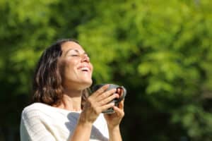 Woman breathing easily after Latera treatment in St. Louis, MO
