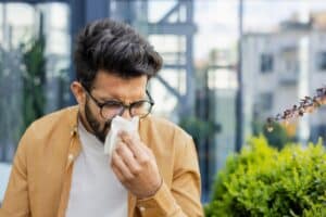 Man with allergies in need of immunotherapy in St. Louis, MO